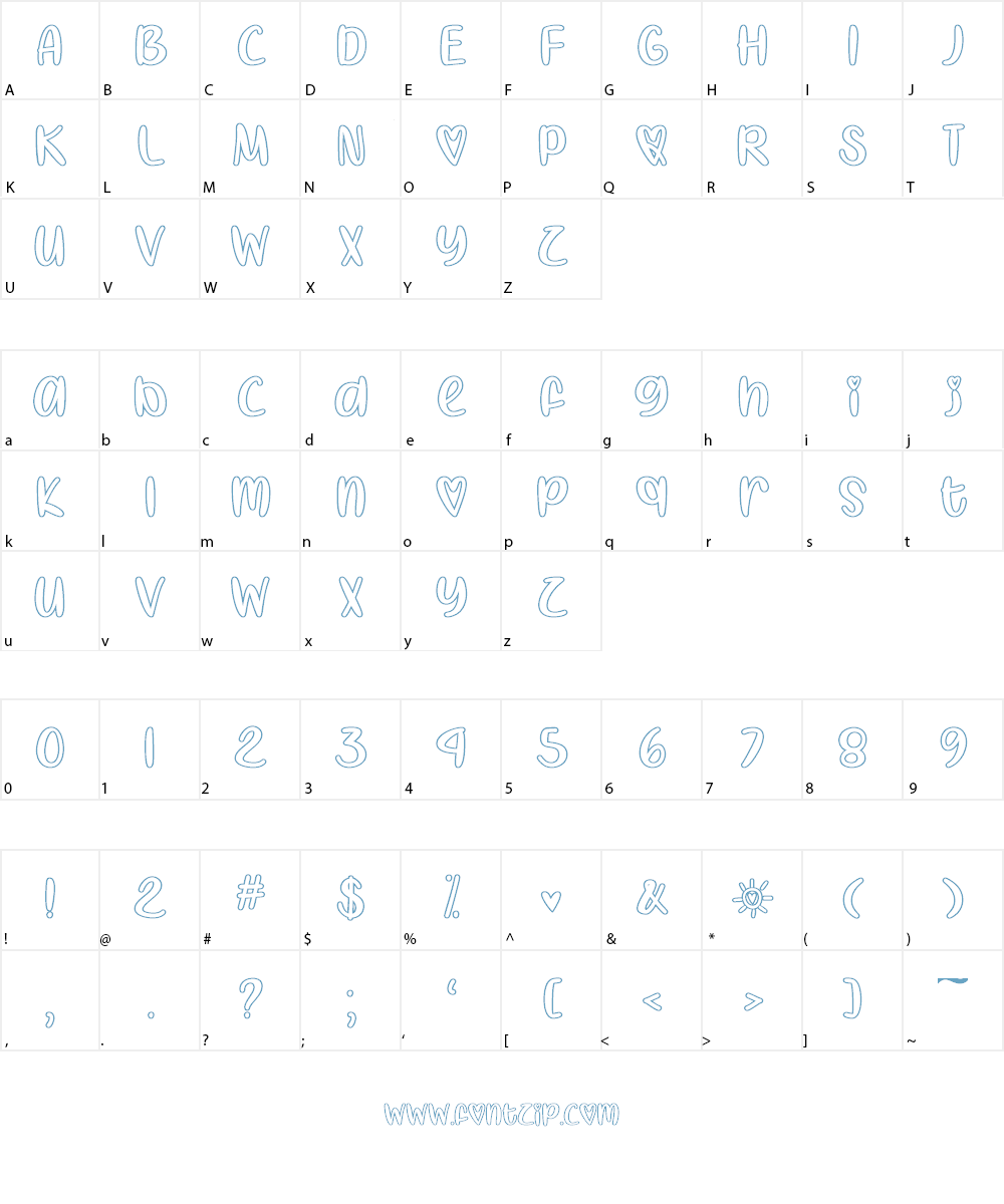 I Heart Coloring Font Character